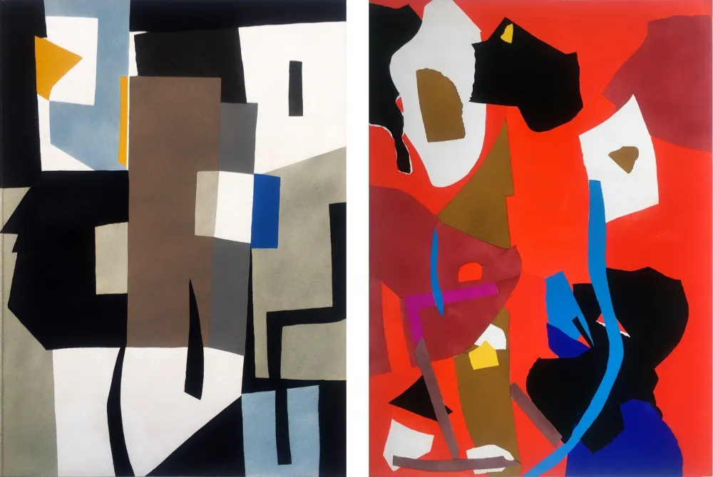 镂版印刷 Lanskoy - CORTÈGE. Pochoirs originaux n° 14 et 15 (1959)