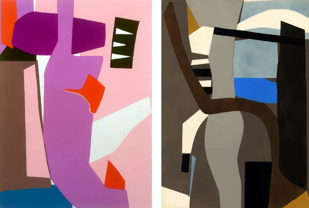 镂版印刷 Lanskoy - CORTÈGE. Pochoirs originaux n° 16 et 17 (1959)