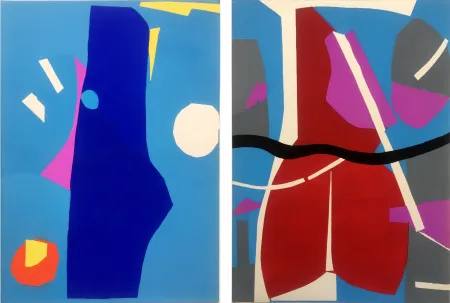 镂版印刷 Lanskoy - CORTÈGE. Pochoirs originaux n° 20 et 21 (1959)