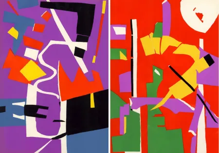 镂版印刷 Lanskoy - CORTÈGE. Pochoirs originaux n° 3 et n° 4 (1959)