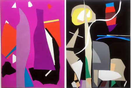 镂版印刷 Lanskoy - CORTÈGE. Pochoirs originaux n° 5 et n° 6 (1959)