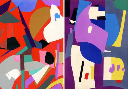 镂版印刷 Lanskoy - CORTÈGE. Pochoirs originaux n° 9 et n° 10 (1959)