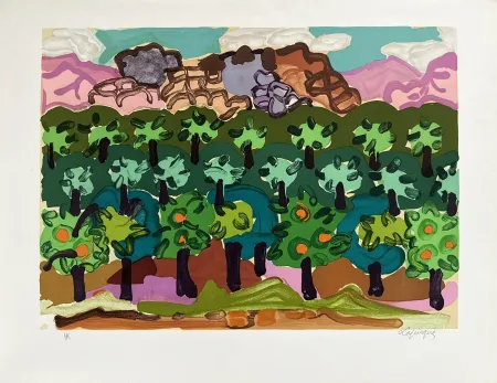 石版画 Lapicque - La route d'Argos