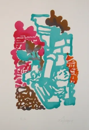 石版画 Lapicque - Le mont Palatin