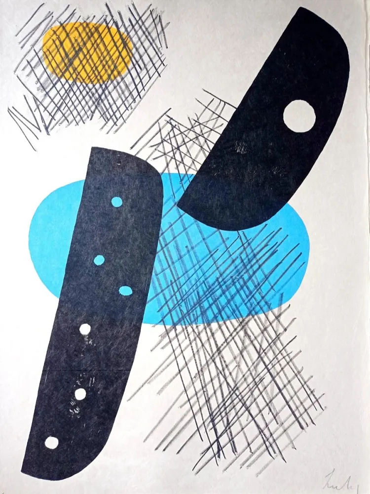 石版画 Lardera - Berto LARDERA, Abstract Geometric Composition, Original lithograph, 1970, Hand signed in pencil