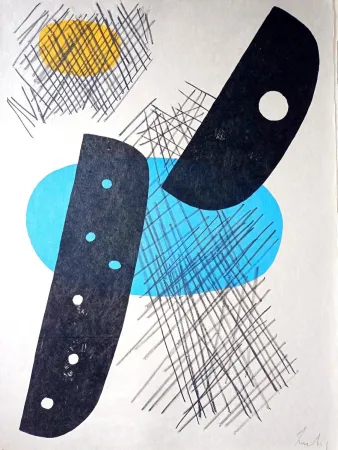 石版画 Lardera - Berto LARDERA, Abstract Geometric Composition, Original lithograph, 1970, Hand signed in pencil