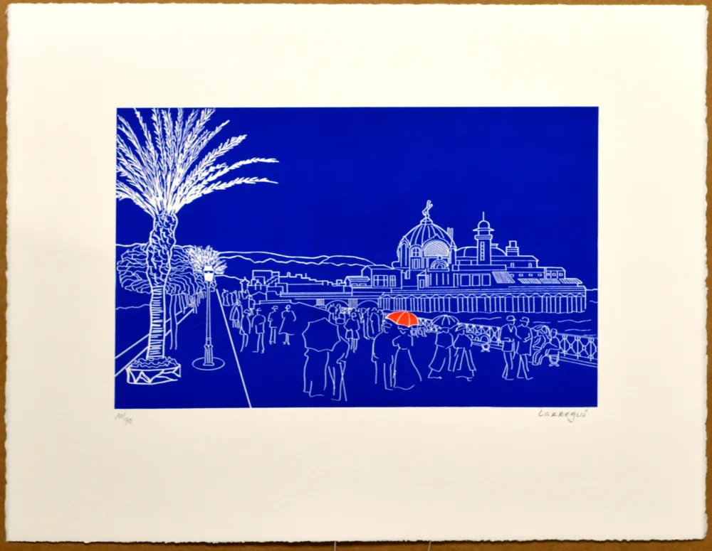 油毡版画 Larregui - Nice - Palais de la jetée