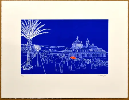 油毡版画 Larregui - Nice - Palais de la jetée