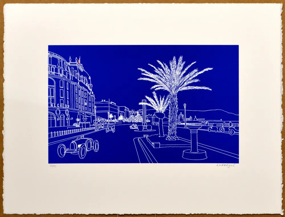 油毡版画 Larregui - Nice - Promenade des Anglais