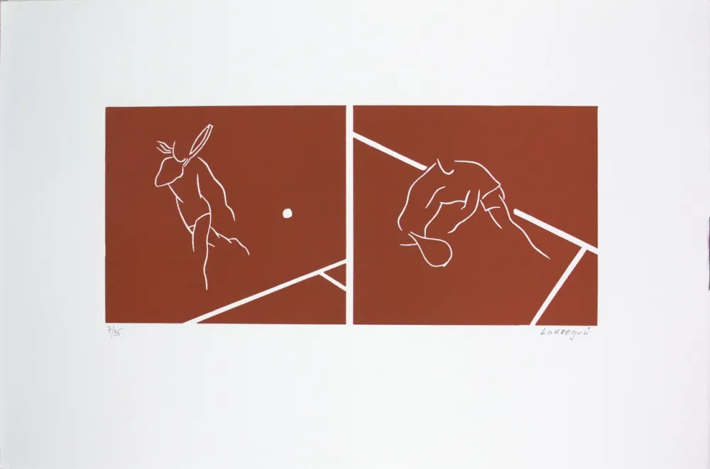 油毡版画 Larregui - Tennis-terre battue