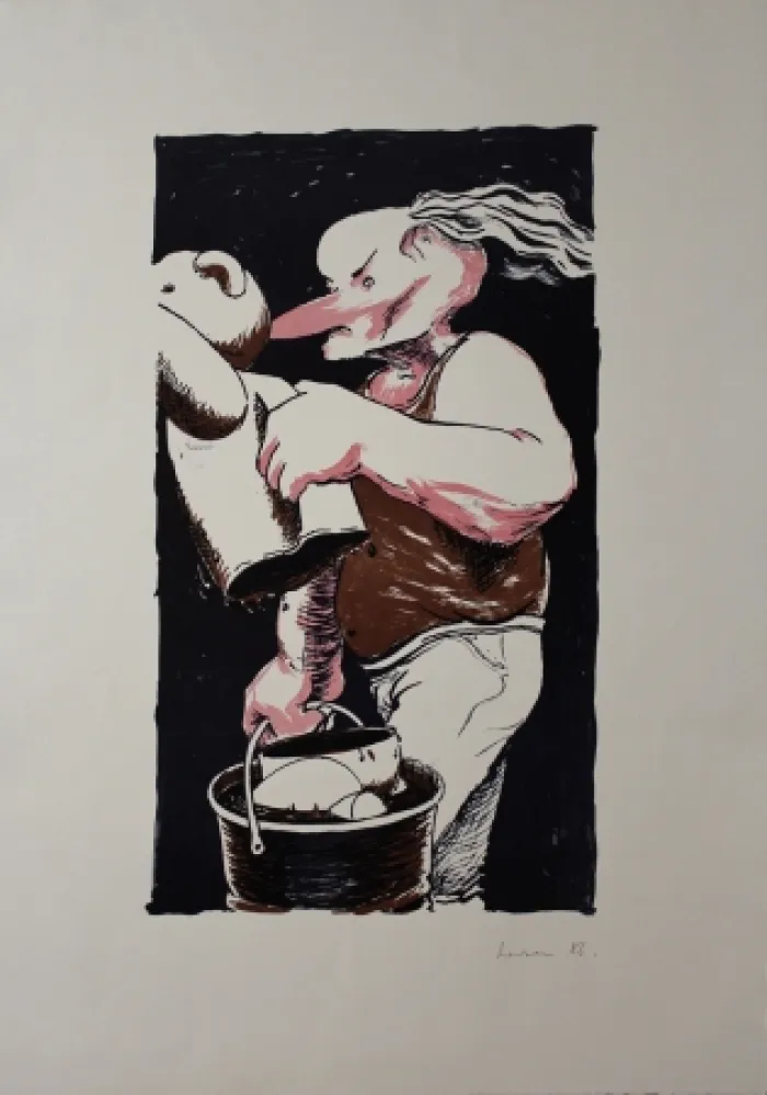 石版画 Larsen - The Assistant Helps Out