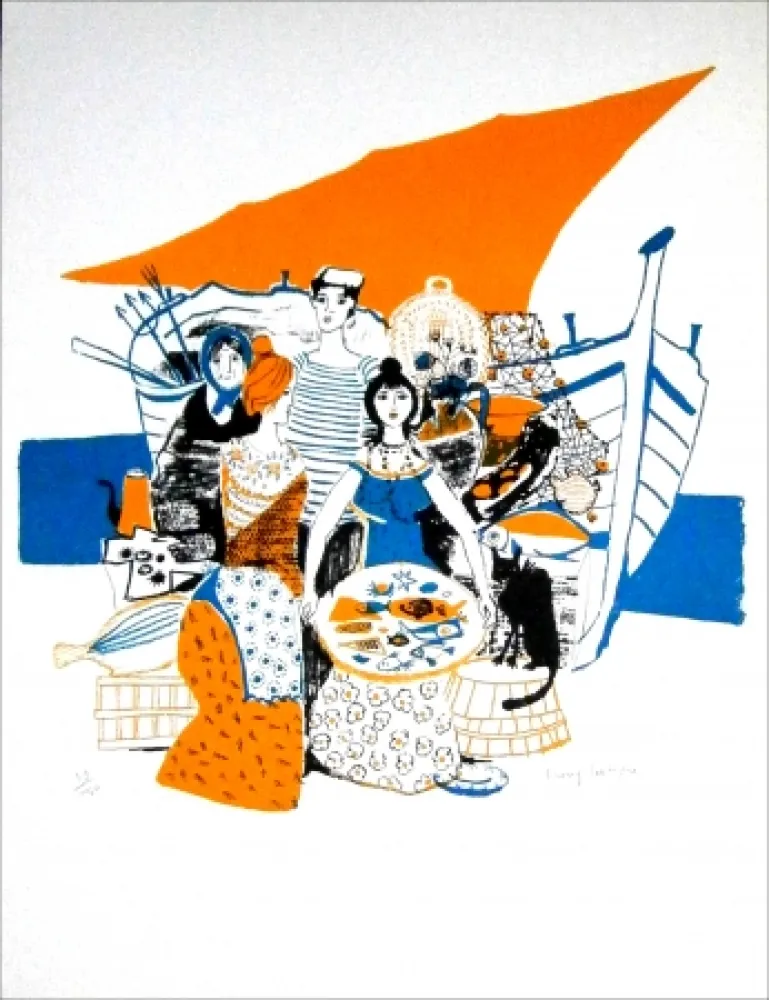 石版画 Lartigue - Les Poissons