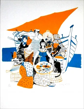 石版画 Lartigue - Les Poissons