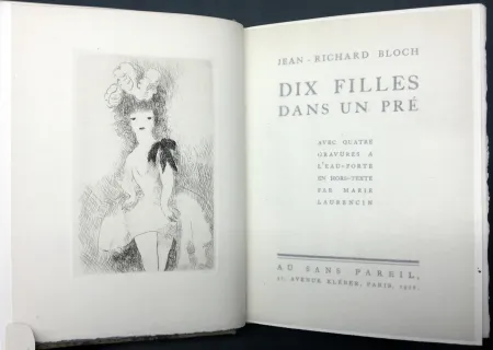 插图书 Laurencin - DIX FILLES DANS UN PRÉ avec quatre gravures à l'eau-forte en hors-texte par Marie Laurencin (Ex. avec suite)