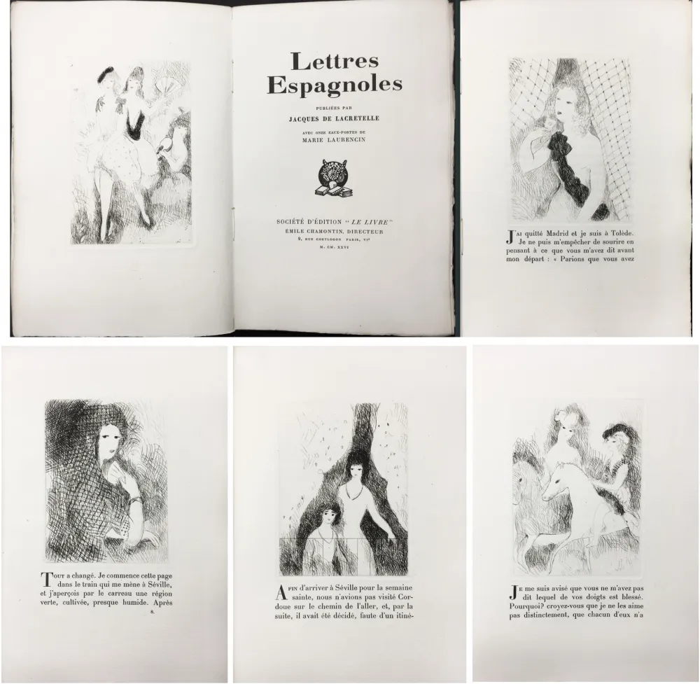 插图书 Laurencin - J. de Lacretelle : LETTRES ESPAGNOLES. Avec 11 eaux-fortes de Marie Laurencin (1926)
