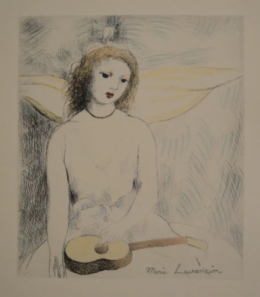 版画 Laurencin - Jeune fille à la guitare