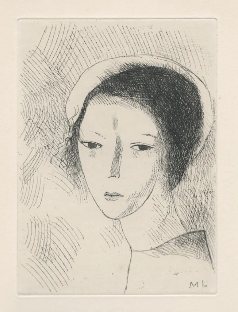 版画 Laurencin - Tête de jeune fille