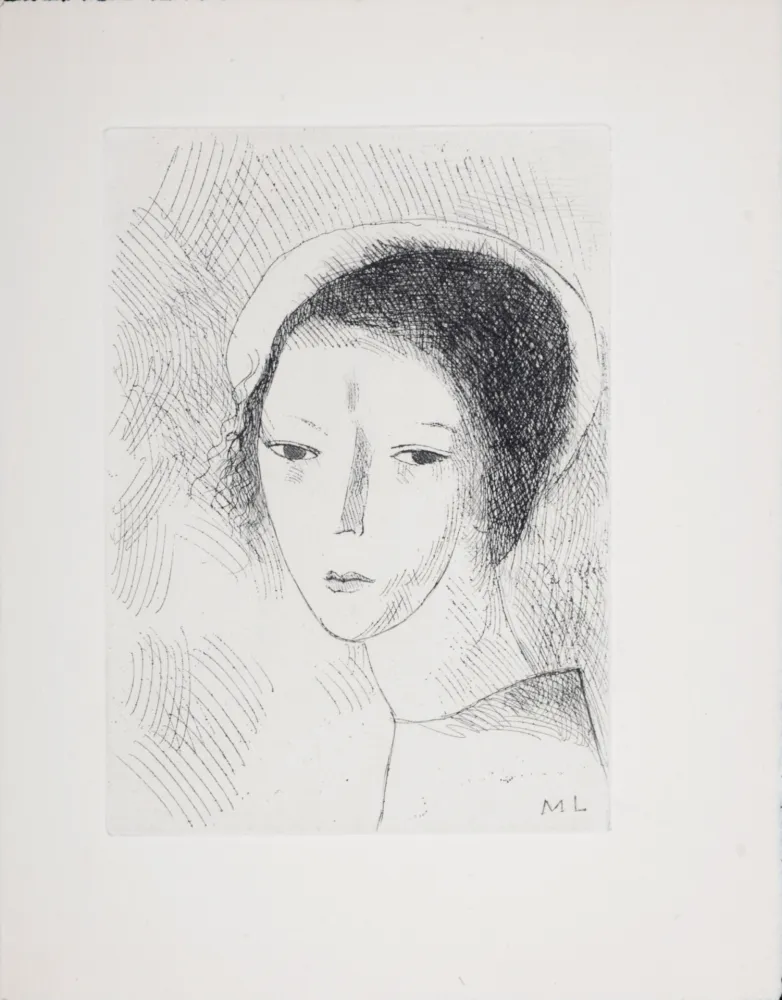版画 Laurencin - Tête de jeune fille, 1947