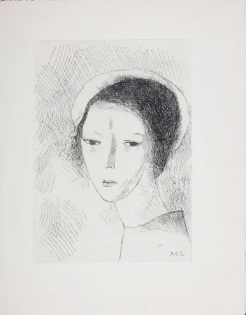 版画 Laurencin - Tête de jeune fille, 1947