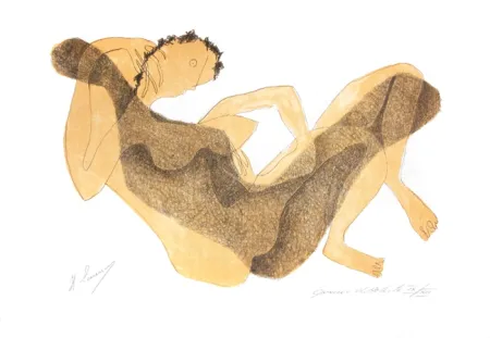 石版画 Laurens - Femme allongée au bras levé (1950)