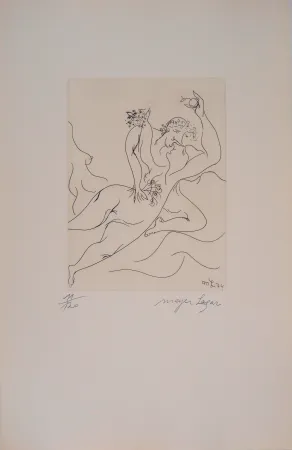 版画 Lazar - Cantique des Cantiques, Amants emportés par les flots de la passion