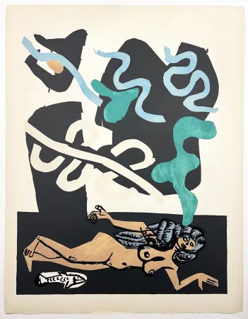 石版画 Le Corbusier - MILIEU. (Le Poème de l'angle droit, 1955). Planche 4. (4-A4)