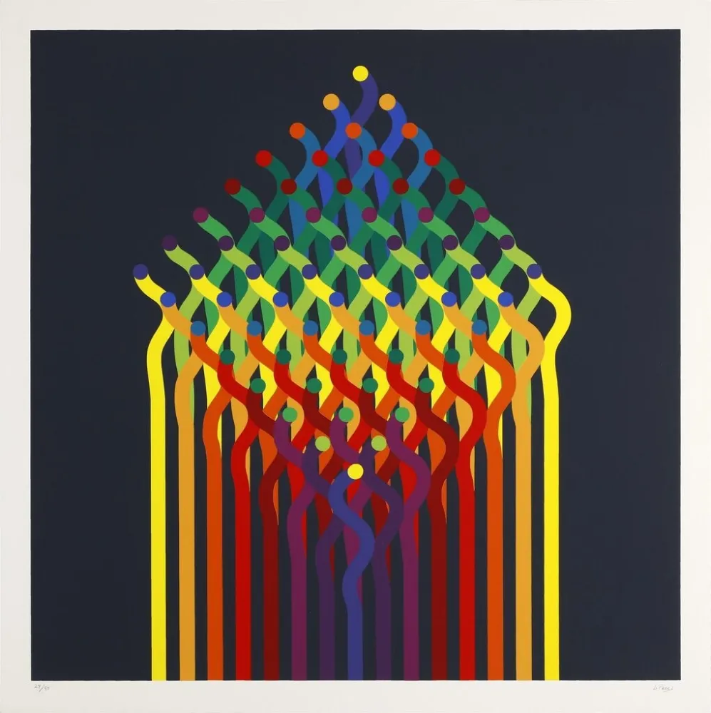 丝网印刷 Le Parc - Julio Le Parc (1928) - Coloured screen print on paper - 1997