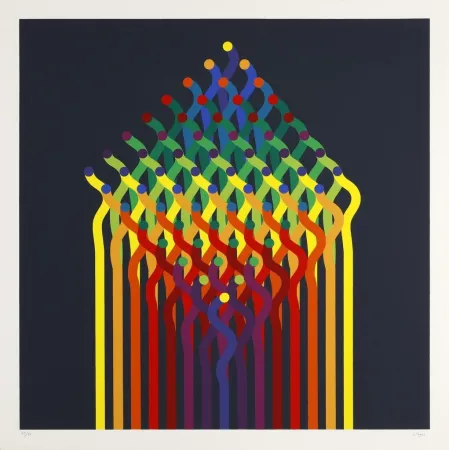 丝网印刷 Le Parc - Julio Le Parc (1928) - Coloured screen print on paper - 1997
