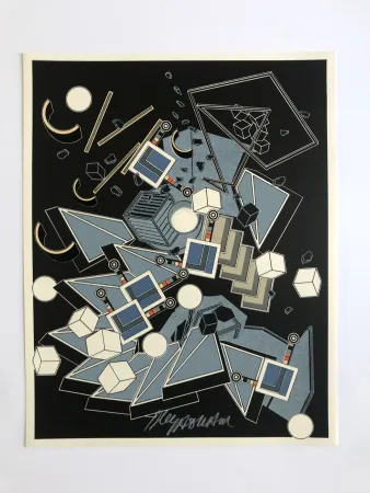 石版画 Le Yaouanc - Des sols, des roches, des sables (Le métier de bâtisseur II)