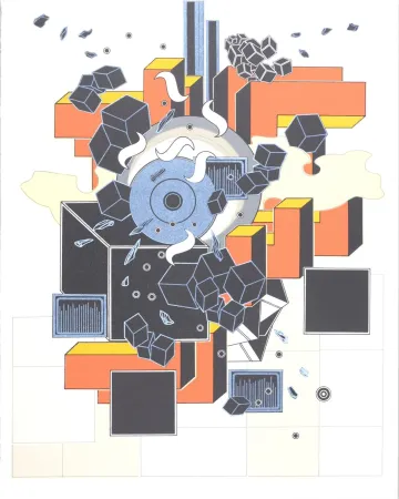 石版画 Le Yaouanc - L'Oeuvre des Hommes : Le Feu