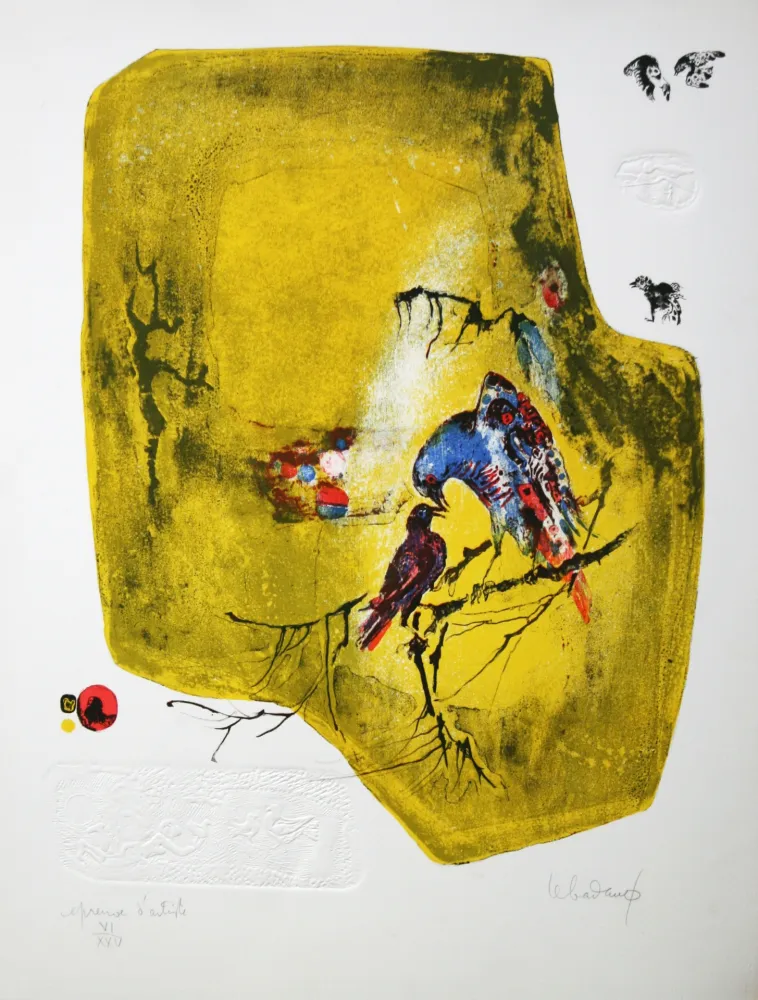 石版画 Lebadang - Birds on a Branch