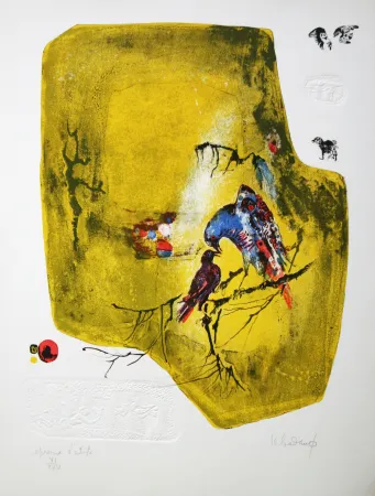 石版画 Lebadang - Birds on a Branch