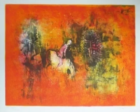 石版画 Lebadang - Cavalier dans la forêt