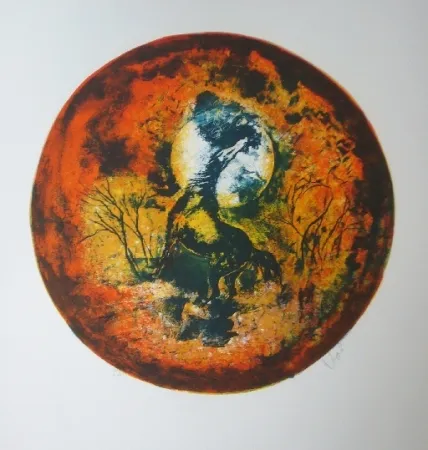 石版画 Lebadang - Cheval clair lune