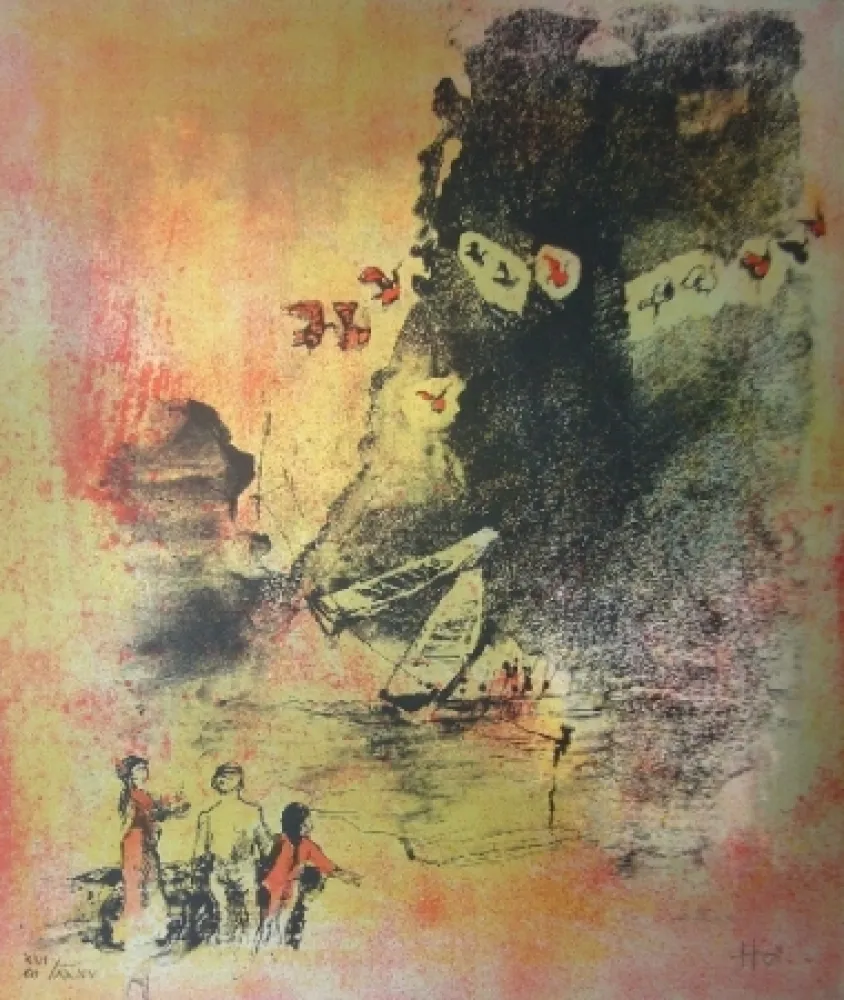 石版画 Lebadang - Entrée de village