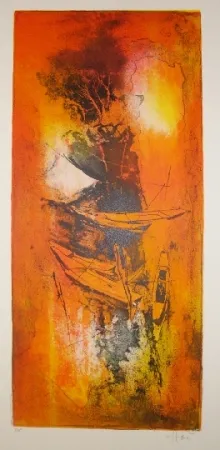 石版画 Lebadang - Jonques amarées