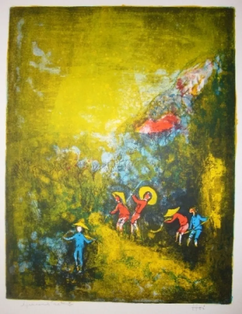 石版画 Lebadang - Travaux au champ