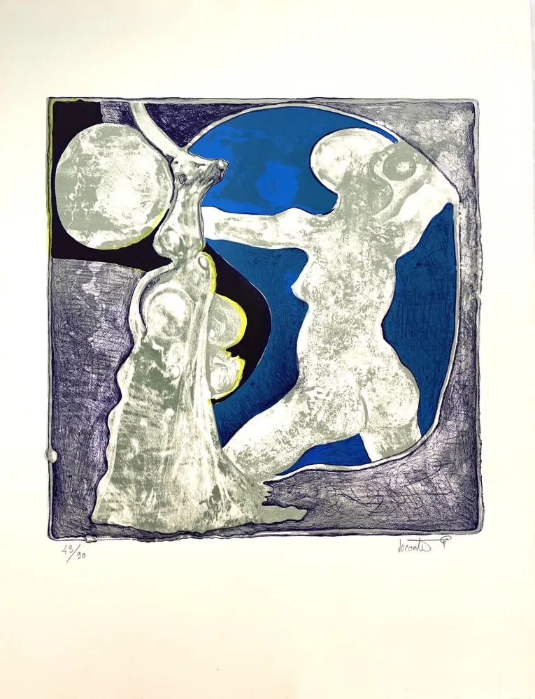 石版画 Lecomte Rard - Le Nu au miroir