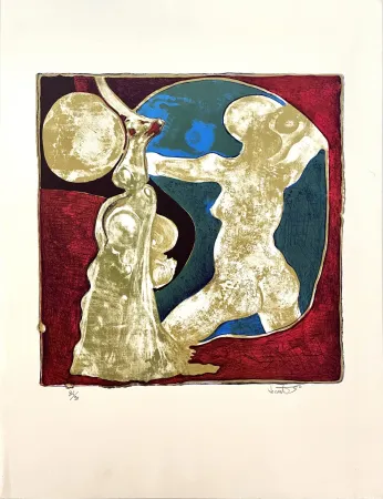 石版画 Lecomte Rard - Le Nu au miroir