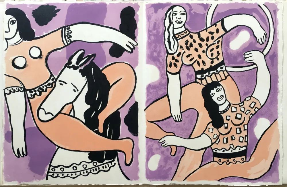 石版画 Leger - ACROBATES ET JONGLEUSES  (LE CIRQUE 1950)