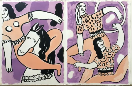 石版画 Leger - ACROBATES ET JONGLEUSES  (LE CIRQUE 1950)