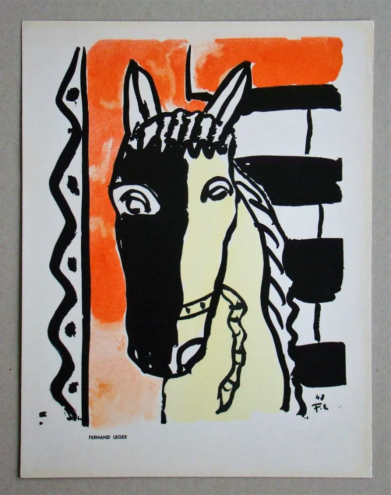 镂版印刷 Léger (After) - Cheval sur fond rouge