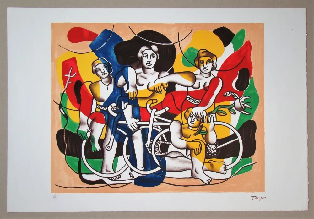 石版画 Léger (After) - Les quatre cyclistes, 1948