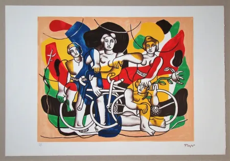 石版画 Léger (After) - Les quatre cyclistes, 1948