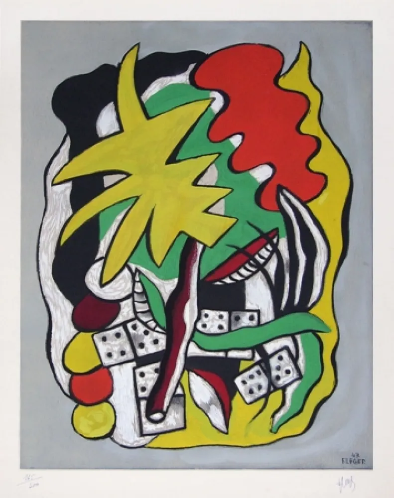 石版画 Leger - Composition aux dominos
