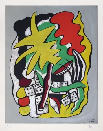 石版画 Leger - Composition aux dominos
