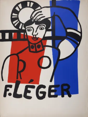 石版画 Leger - Danseuse tricolore au tambourin, 1955.