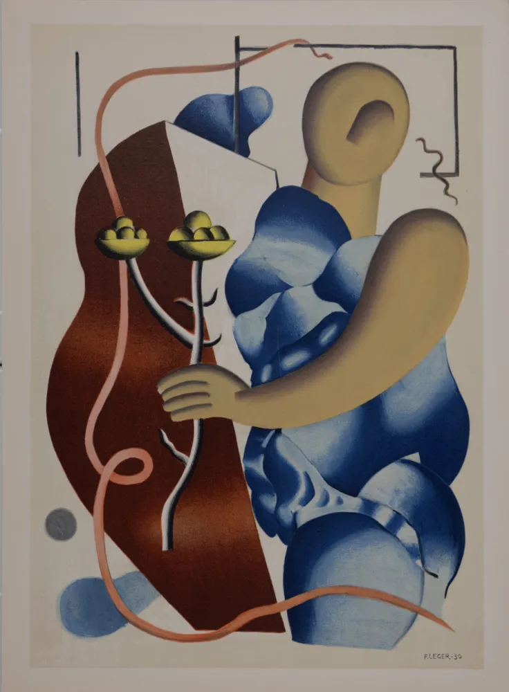 石版画 Leger - Femme tenant une fleur, 1955
