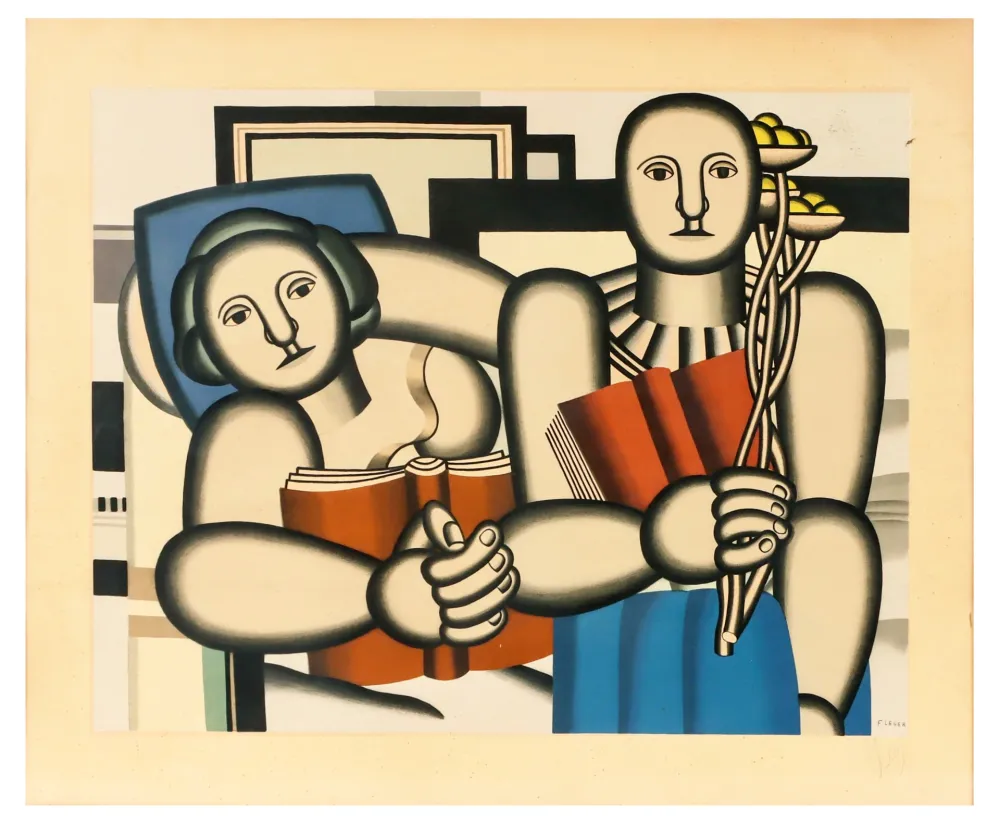 石版画 Leger - LA LECTURE - 1924. Lithographie signée et numérotée (Galerie Louis Carré 1953)