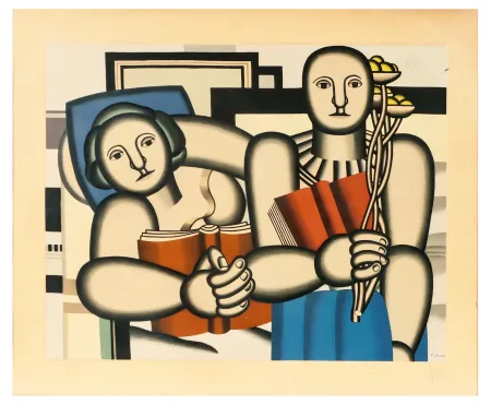 石版画 Leger - LA LECTURE - 1924. Lithographie signée et numérotée (Galerie Louis Carré 1953)